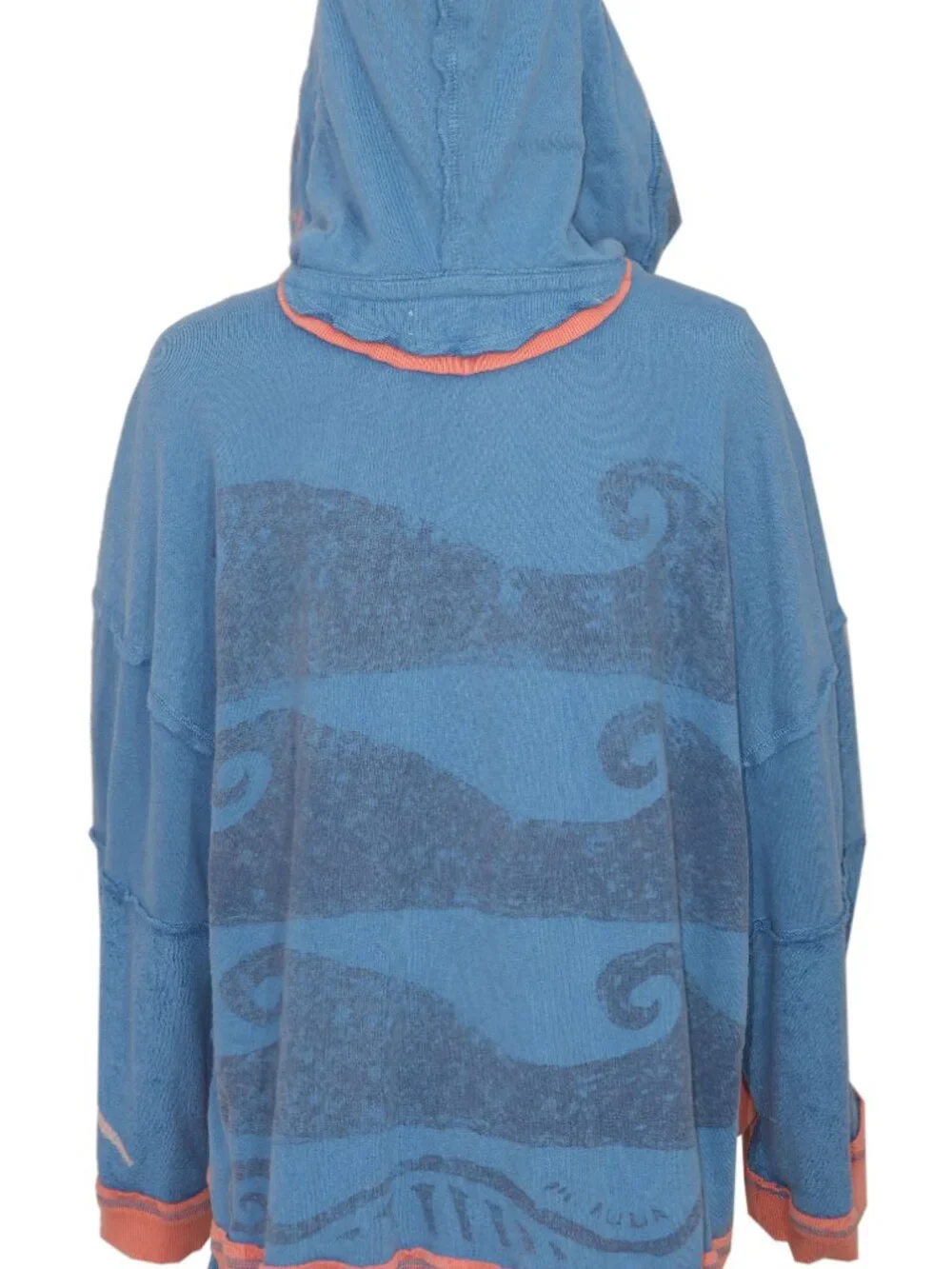 Free People We The Free Seashell Hooded Zip Jacket Kangaroo Pocket Blue XS